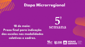 Dia 18 de maio: Fechamento do sistema de indicação das escolas nas modalidades coletivas e xadrez da 5ª semana.