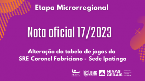 Publicada a Nota Oficial 17/2023 – Alteração e divulgação da SRE Coronel Fabriciano – Sede Ipatinga.