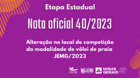 Publicada a Nota Oficial 40/2023 – Alteração no local de competição da modalidade de vôlei de praia – JEMG/2023