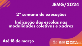 Dia 18 de março, segunda-feira, é o último dia para indicação das escolas nas modalidades coletivas e xadrez das SRE’s da segunda semana de execução.