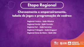 Publicado os chaveamentos, emparceiramentos, tabelas de jogos e a programação do xadrez da etapa regional.