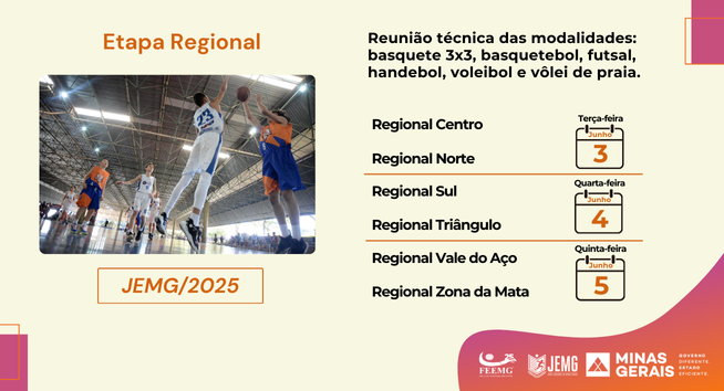 Sedes das Regionais site JEMG2025
