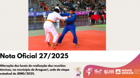 Publicada a Nota Oficial 27/2025. Alteração dos locais de realização das reuniões técnicas, no município de Araguari, sede da etapa estadual do JEMG/2025.