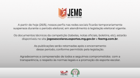Redes sociais do JEMG estão suspensos temporariamente durante o período eleitoral.