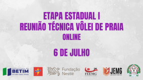 Etapa Estadual I do JEMG/2026.  Reunião técnica da modalidade vôlei de praia será online. Fique atento à programação!