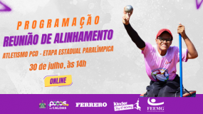 Etapa Estadual III – Modalidades Paralímpicas em Poços de Caldas. Reunião de alinhamento na modalidade atletismo PCD será online, no dia 30 de julho, às 14 horas. Fique atento à programação!